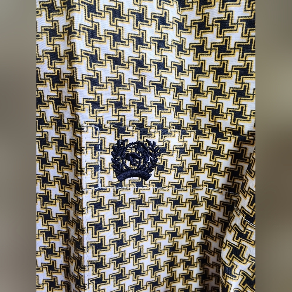 Yellow/Black Geometric Pattern Button Down Long S… - image 6